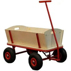 Ambia Garden Bollerwagen , Rot , Holz, Metall , 94.5x97x61 cm , Freizeit & Co, Gartenspielzeug, Bollerwagen