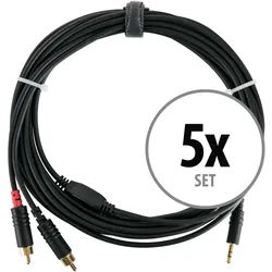 Pronomic Stage J3RC-6m Audiokabel 3,5mm Stereo-Klinke/Cinch 6m schwarz 5x Set