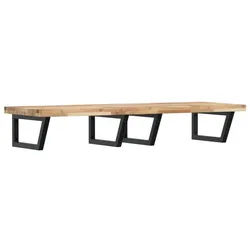 vidaXL Badezimmerspiegelschrank Waschbeckenregal Wandmontage Stahl und nholz (1-St) braun|schwarz