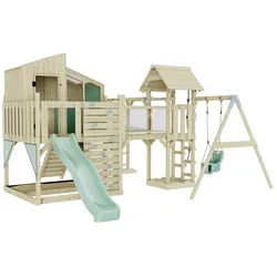 OutdoorToys Spielturm Liv, aus Holz in Mintgrün mit Babyschaukel & Rutsche grün
