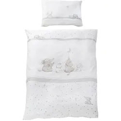 Roba Kinderbettwäsche Sternenzauber 100 x 135 cm , Grau , Textil , Tiere , Rechteckig , 100x135 cm , Schlafen, Babybettausstattung, Babybettwäsche