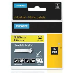Dymo Rhino Band IND, Nylon 24 mm x 3,5 m schwarz auf gelb