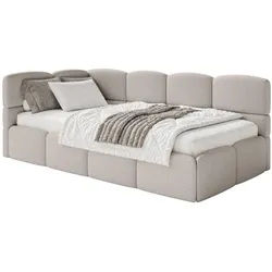 Selsey Jugendbett Cloudy links mit Matratze Bouclé Greige , Taupe , Textil , 90x200 cm , Babymöbel & Kindermöbel, Kinderzimmer & Jugendzimmer, Kinderbetten, Kinderbetten & Jugendbetten