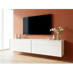 LeGer Home by Lena Gercke Lowboard Essentials, TV-Board, TV-Kommode, TV-Schrank, TV-Möbel (2 St), Breite: 222 cm, UV lackiert, Push-to-open-Funktion weiß