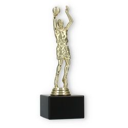 Pokal Kunststofffigur Basketballer gold auf schwarzem Marmorsockel 20,3cm