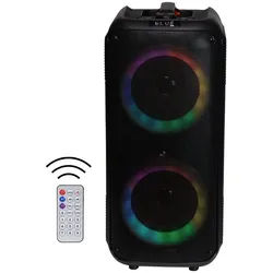 Denver BPS-354 Akku Bluetooth-Partylautsprecher LED-Lichteffekte Mikrofon Party-Lautsprecher (20 W, 200W(20W RMS), Rollen, Griff, LED-Beleuchtung, TWS-Pairing möglich) schwarz