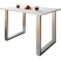 Mid.you Schreibtisch , Silberfarben, Weiß , Holzwerkstoff , Kufe , 80x76x80 cm , Büromöbel, Schreibtische, Schreibtische