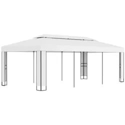 vidaXL Pavillon Pavillon mit Doppeldach 3 x 6 m Weiß