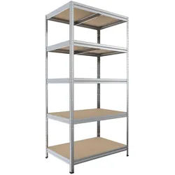 Haushaltsregal mit Holzböden Biedrax 45 x 90 x 210 cm verzinkt - 5 Fachböden MDF