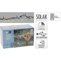 Solar LED-Lichterkette, 560 LEDs, warmweiß, 14,20m, 13 Funktionen, Innen/Außen
