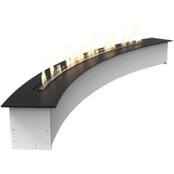 Decoflame Denver Curved e-Ribbon FireTM Ethanol Brenner mit Fernbedienung: Edelstahl, gebürstet