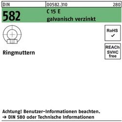 Reyher Ringmutter 100er Pack Ringmutter DIN 582 M6 C 15 E galv.verz. 25 Stück DIN 582 C