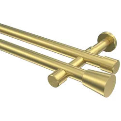 GARDINENSTANGE Prestige Sitra 400 cm (geteilt in 2 x 200 cm), 2-läufig (ohne Ringe), 20 mm Ø Messing-Optik