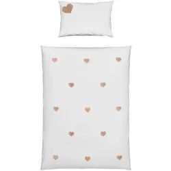 Patinio Babybettwäsche , Weiß, Pink , Textil , Herz , 100x135 cm , Oeko-Tex® Standard 100 , pflegeleicht, weiche und anschmiegsame Oberfläche , Schlafen, Babybettausstattung, Babybettwäsche