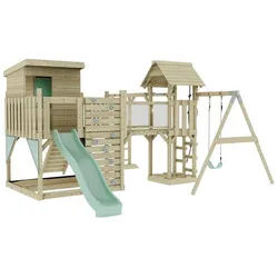 OutdoorToys Spielturm Lene, aus Holz in Mintgrün mit Kinderschaukel & Rutsche grün