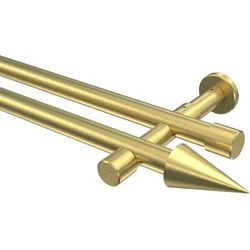 GARDINENSTANGE Prestige Savio 360 cm (geteilt in 2 x 180 cm), 2-läufig (ohne Ringe), 20 mm Ø Messing-Optik