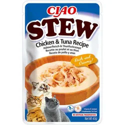INABA Cat Ciao Stew - Cremiges Katzenfutter mit Huhn- und Thunfischgeschmack 40g
