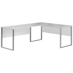 Mid.you Eckschreibtisch , Hellgrau , Metall, Holzwerkstoff , eckig , 77x73x170+223 cm , seitenverkehrt montierbar , Büromöbel, Schreibtische, Eckschreibtische