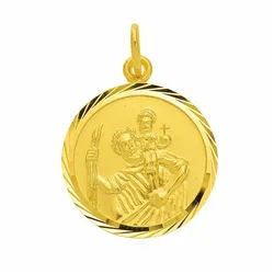 Adelia ́s Kette mit Anhänger Damen 585 Gold Anhänger Christophorus Ø 16 mm, Schmuckset - Set mit Halskette goldfarben