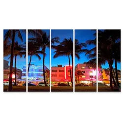 islandburner Leinwandbild Bild auf Leinwand Miami Beach Florida Hotels Restaurants Sunset Ocean