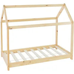 Ml-Design Kinderbett mit Dach 70x140 cm Natur , Naturfarben , Holz , Kiefer , Rechteckig , 70x140 cm , Babymöbel & Kindermöbel, Kinderzimmer & Jugendzimmer, Kinderbetten, Spielbetten