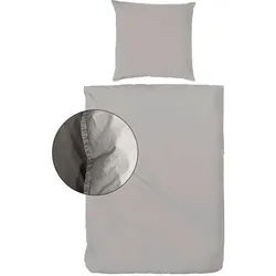 Bettwäsche , Grau , Textil , Uni , 240x220 cm , Oeko-Tex® Standard 100 , pflegeleicht, atmungsaktiv , Heimtextilien, Bettwäsche & Leintücher, Bettwäsche, Renforcé-Bettwäsche