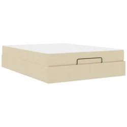 vidaXL Bett Bettgestell mit Matratze 2 pcs Creme Stoff (2-tlg)