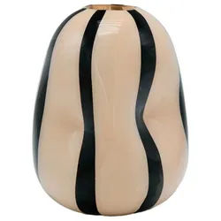 Ambia Home Vase , Creme, Schwarz , Glas , zylindrisch , 29 cm , mundgeblasen, handgemacht, zum Stellen, auch für frische Blumen geeignet , Dekoration, Vasen, Glasvasen