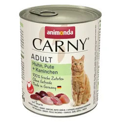 animonda Carny Adult 800g Dose Katzennassfutter 6 x 800 Gramm Huhn, Pute + Kaninchen