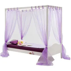 Idimex Himmelbett Nadine 90X200 Cm , Weiß , Holz , Kiefer , Vintage , 96x190x209 cm , FSC Mix , Kinder- & Jugendzimmer, Kindermöbel, Kinderbetten, Kindereinzelbetten