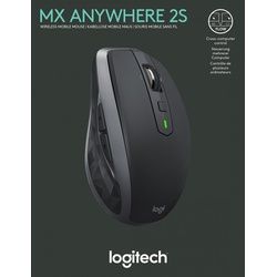 Logitech Maus MX Anywhere 2S, Wireless, Unifying, Bluetooth, grafit Laser, 200-4000 dpi, 7 Tasten, Akku, Retail