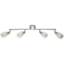 GLOBO LIGHTING LED Deckenleuchte, Leuchtmittel nicht inklusive, Decken Lampe Gäste Zimmer Glas Kristall Licht Schiene Spot Leuchte silberfarben