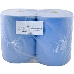 Papierputztuch auf Rolle, 37,5x34 cm, 3-lagig, blau, 1 Paket = 2 Rollen à 500 Abr. à 38 cm = 190 m/Ro., 1 Paket = 2 Rollen