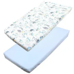 TupTam Spannbettlaken Baby Spannbettlaken Spannbetttuch für Babybett Kinderbett 2er Pack blau 60 cm x 120 cm