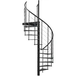 Minka Spindeltreppe Milano 42 - 300,3cm Geschosshöhe Schwarz 140cm Durchmesser