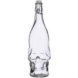 Totenkopf Wasserflasche aus klarem Glas 1L