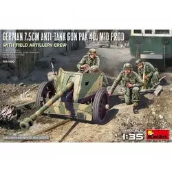1:35 Deutsche 7,5cm PaK 40 mit Crew (4) mittlere Prodoruktion