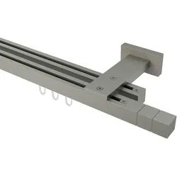 GARDINENSTANGE INNENLAUF Quadline Cubes 260 cm (geteilt in 2 x 130 cm), 2-läufig, 20x20 mm Satin-Silber