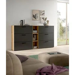 Wohnwand The One 9-tlg. 176 x 34 x 99 cm Artisan Oak/Basalt Nachbildung