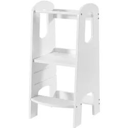 Montessori-Turm Weiß 38/41/86 cm , Holz , 41x86x38 cm , Babymöbel & Kindermöbel, Babyzimmer, Hochstühle, Lerntürme