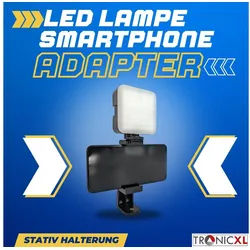 TronicXL Smartphone-Halterung Smartphone Stativ Adapter mit Licht Lampe Halterung Handy Influencer, (2-tlg., Beleuchtung, drehbar) schwarz