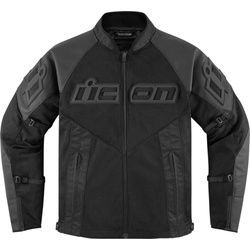 Icon Mesh AF Motorrad Lederjacke, schwarz, Größe S