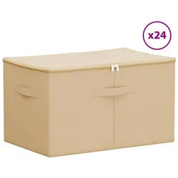 vidaXL Aufbewahrungsbox Aufbewahrungsbox 24 pcs Creme 55 x 35 x 32 cm Vliesstoff (24 St) weiß