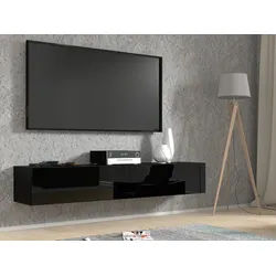 Raumhirsch Furniture Lowboard TV Schrank, RTV Möbel, Wohnmöbel (Maße: 180 x 40 x 30 (H) cm, 2 Klappen), Hochglanz, Stabile Konstruktion, Einfache Selbstmontage schwarz 180 cm x 30 cm x 40 cm