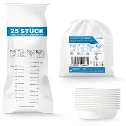 ARNOMED Spuckbeutel mit verschließbarem Ring, weiß, Flüssigkeitsdichter Spuckbeutel aus LDPE Material, 1 Karton = 24 Packungen à 25 Stück