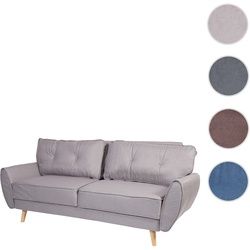 3er-Sofa HWC-J19, Couch Klappsofa Lounge-Sofa, Schlaffunktion 203cm ~ Stoff/Textil grau