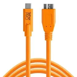 Tether Tools TetherPro USB-Datenkabel für USB-C an USB 3.0 Micro-B - gerader Stecker orange 4,6m