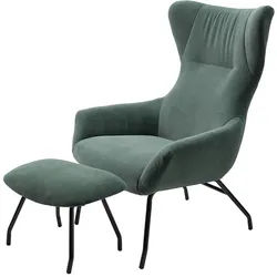 Lounge Sessel und Hocker Ribe grün, LS 108/ H 40xLS 80/ H 57xLS 79.5/ H 41 cm