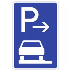 Dreifke Verkehrsschild Parken ganz auf Gehwegen links (Anfang), Symbolschild, StVO