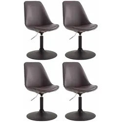 CLP Drehstuhl 4er Set Lederlook braun , Braun , Metall , 48x76x57 cm , Büromöbel, Bürostühle, Drehstühle